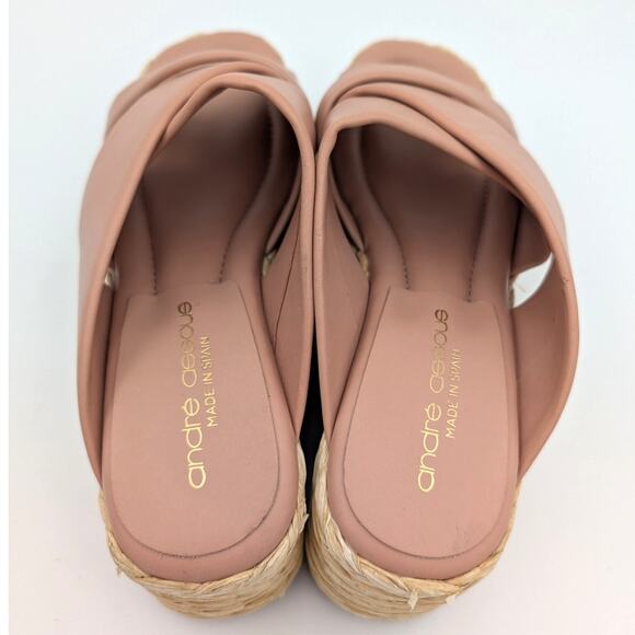 Andre Assous Calesa Leather Espadrille Platform Sandals Pink Size US7-7.5 EU38 - Picture 6 of 11